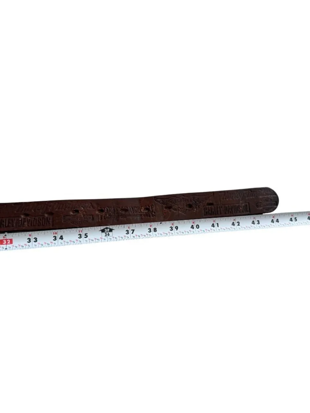 HARLEY DAVIDSON Brown Leather Buckle Belt 33”-38”